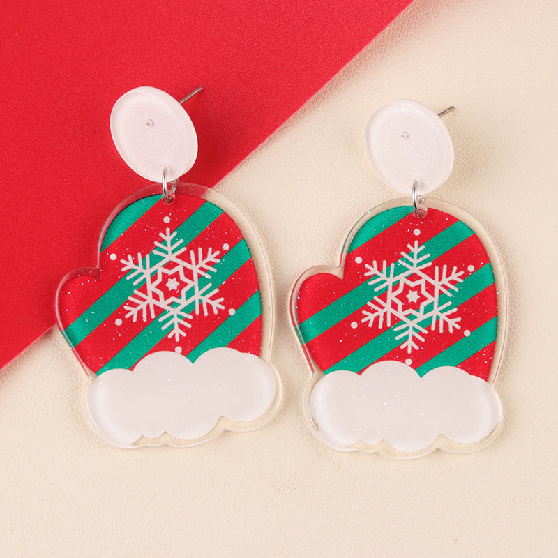 Christmas Cartoon Santa Claus Candy Cane Earrings