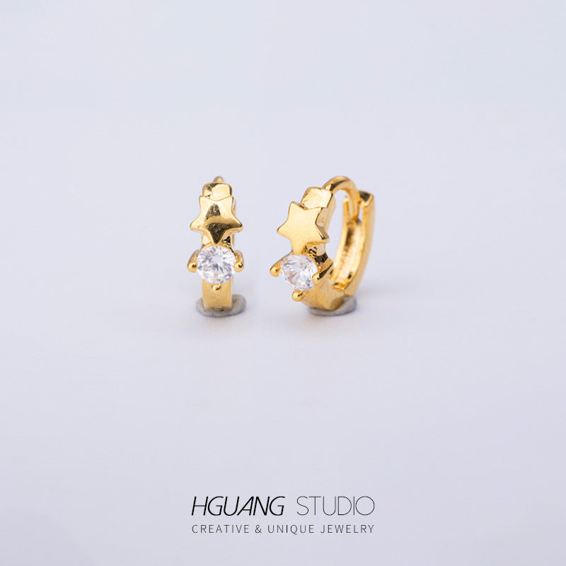 Micro Inlaid Zircon Ear Bone Plant High Sense Earrings