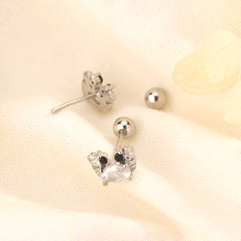 Crab Diamond Screw Tightening Buckle Ear Earrings