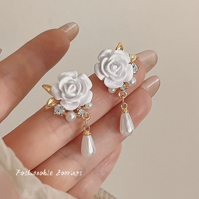 Sier Needle Spring Sweet Flowers Elegant Earrings