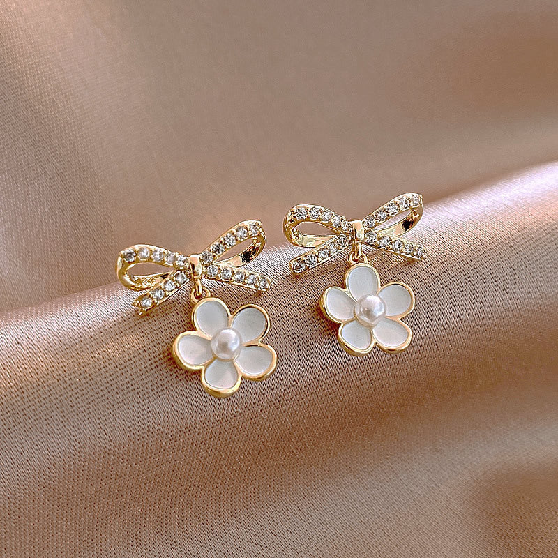 Sier Needle Spring Sweet Flowers Elegant Earrings