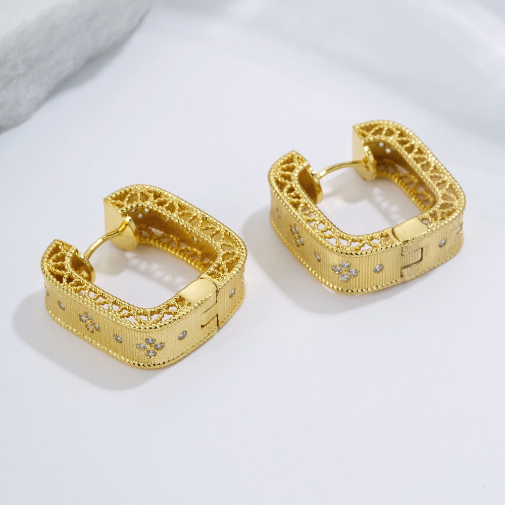 Women's Korean Style Zircon Chinese Niche High Earrings