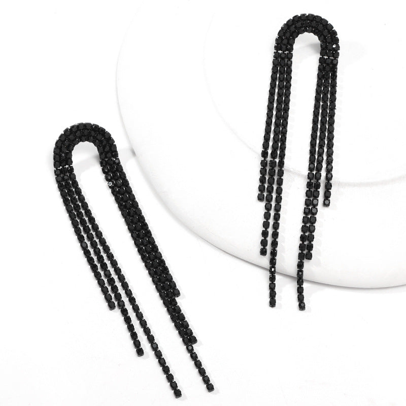 Tassel High-grade Temperament Long Fashion Rhinestone Earrings