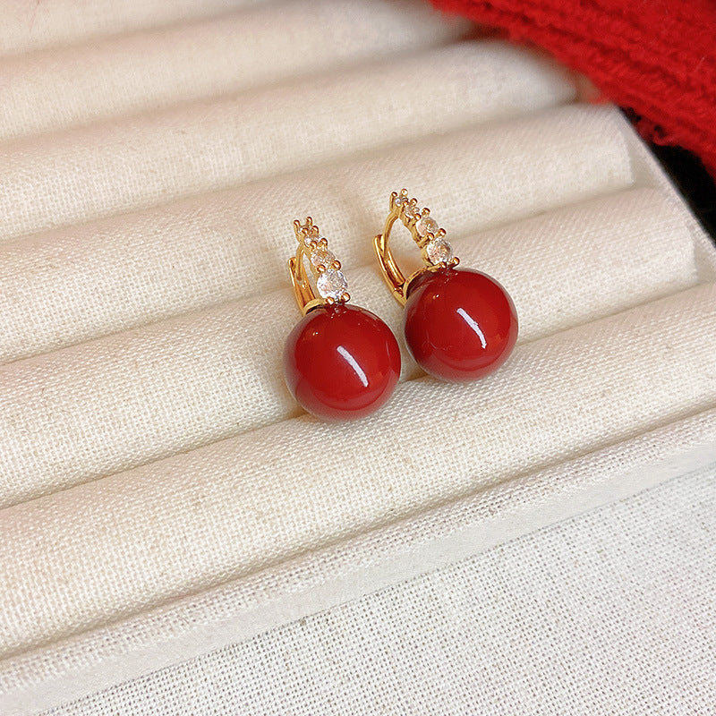 Red Dripping Oil Love Heart Minority Fashion Temperament Earrings