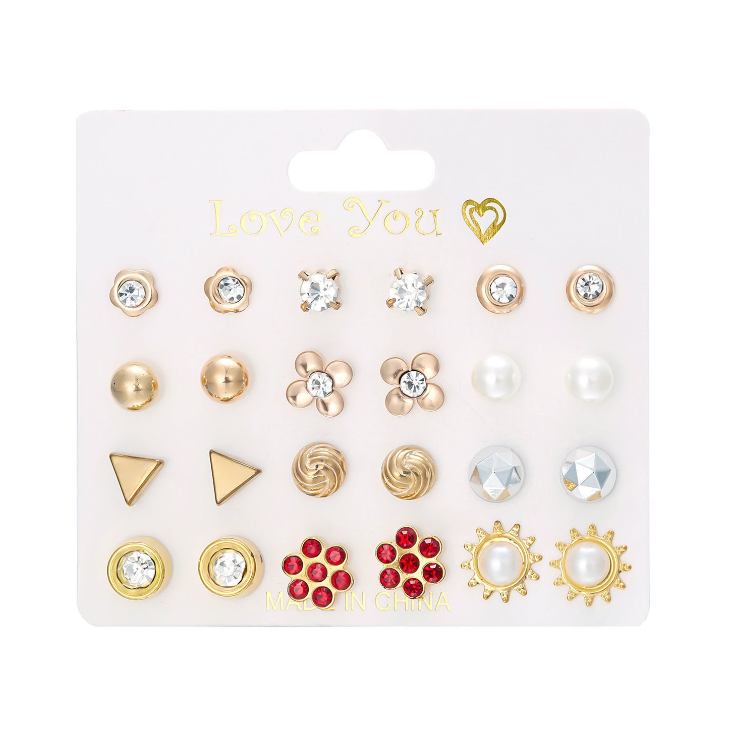 December Combination Paper Card Ear Flower Earrings