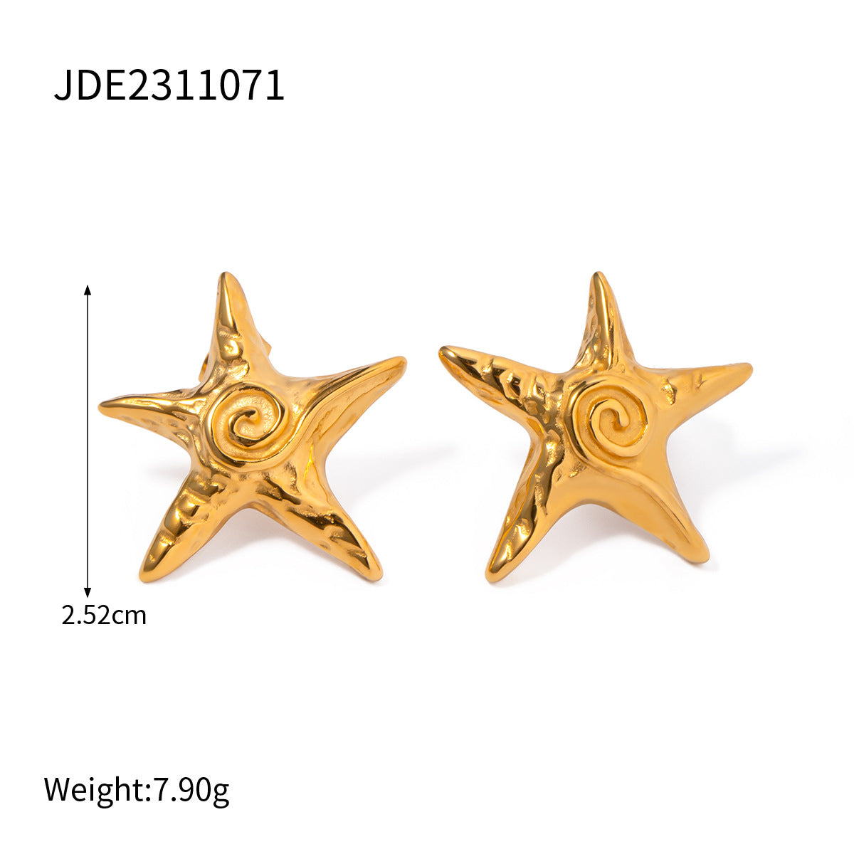 Stainless Steel Five-pointed Star Starfish Vortex Thread Earrings