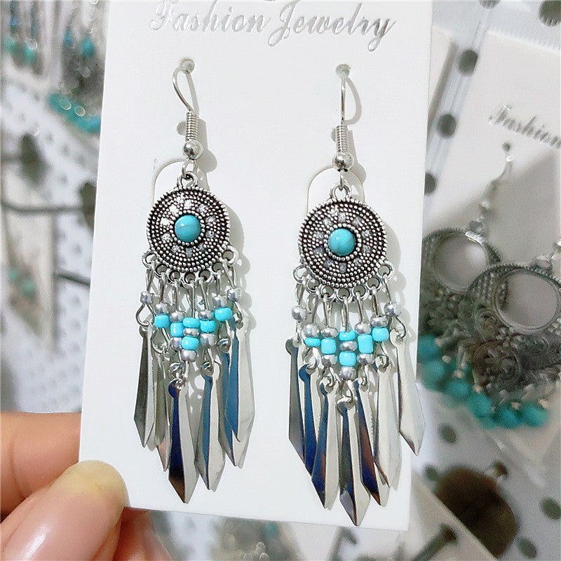 Ethnic Style Minority Scenic Spot Turquoise Earrings