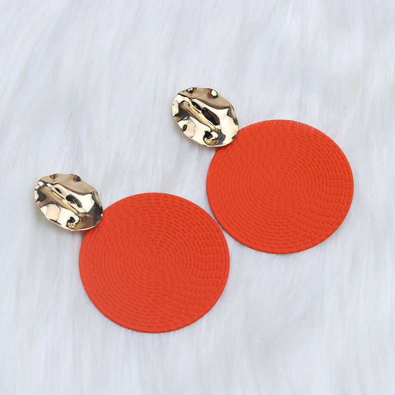 Women's Style Diameter Big Round Slice Spray Paint Exaggerated Popular Earrings