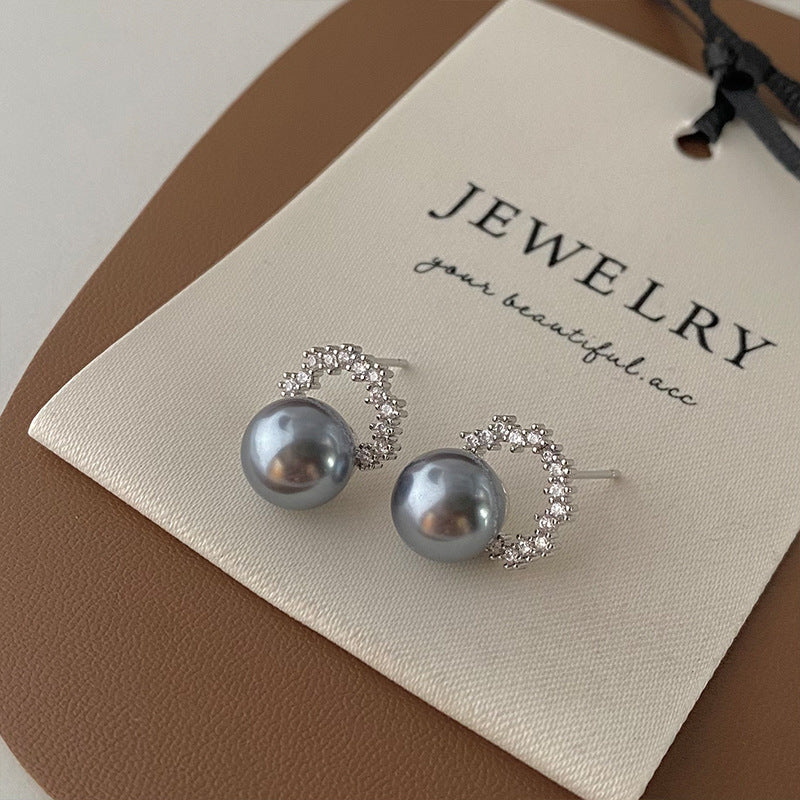 Women's Song Zircon Pearl Design Retro Personality Minimalism Earrings