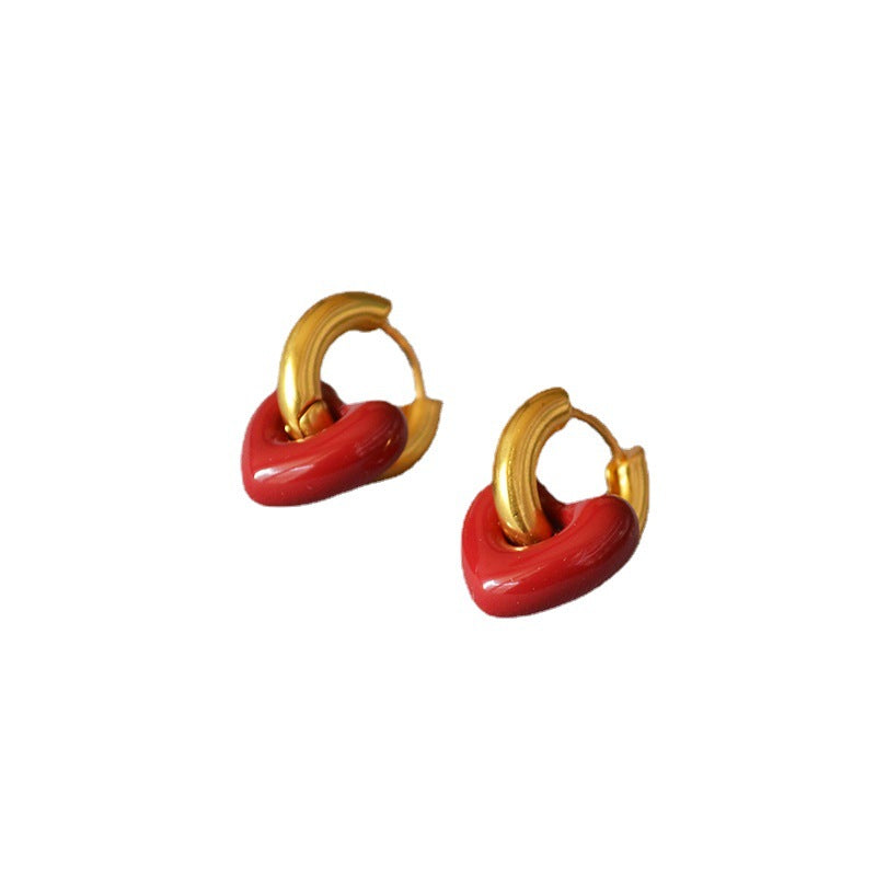 Style Fashionable Retro Red Thick Fat Earrings