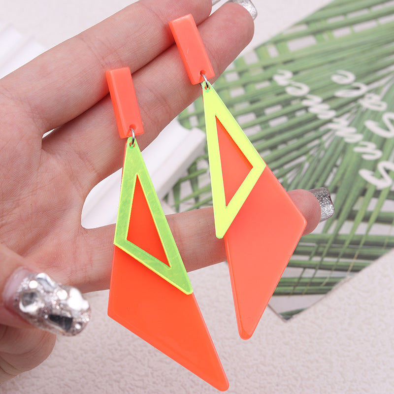 Women's Triangle Acrylic Fluorescent Color Simple Personality Earrings