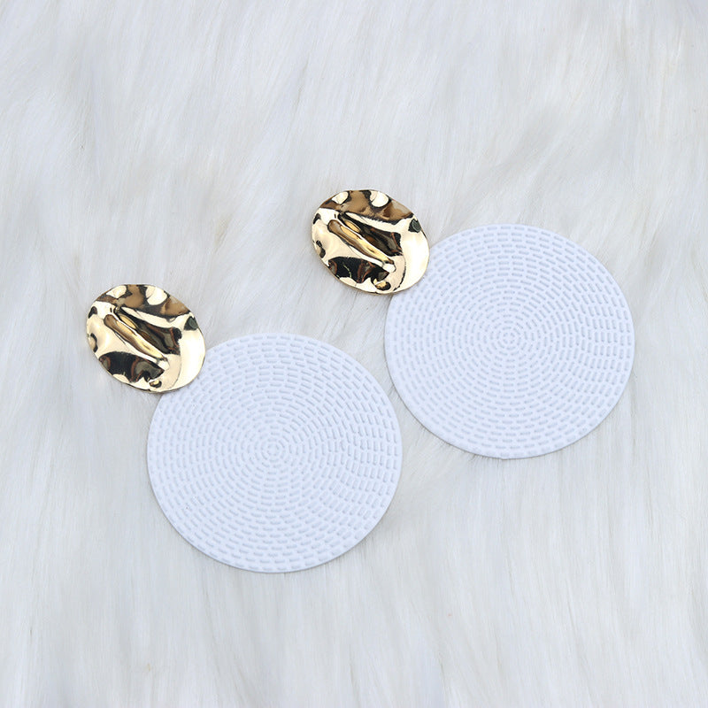 Women's Style Diameter Big Round Slice Spray Paint Exaggerated Popular Earrings