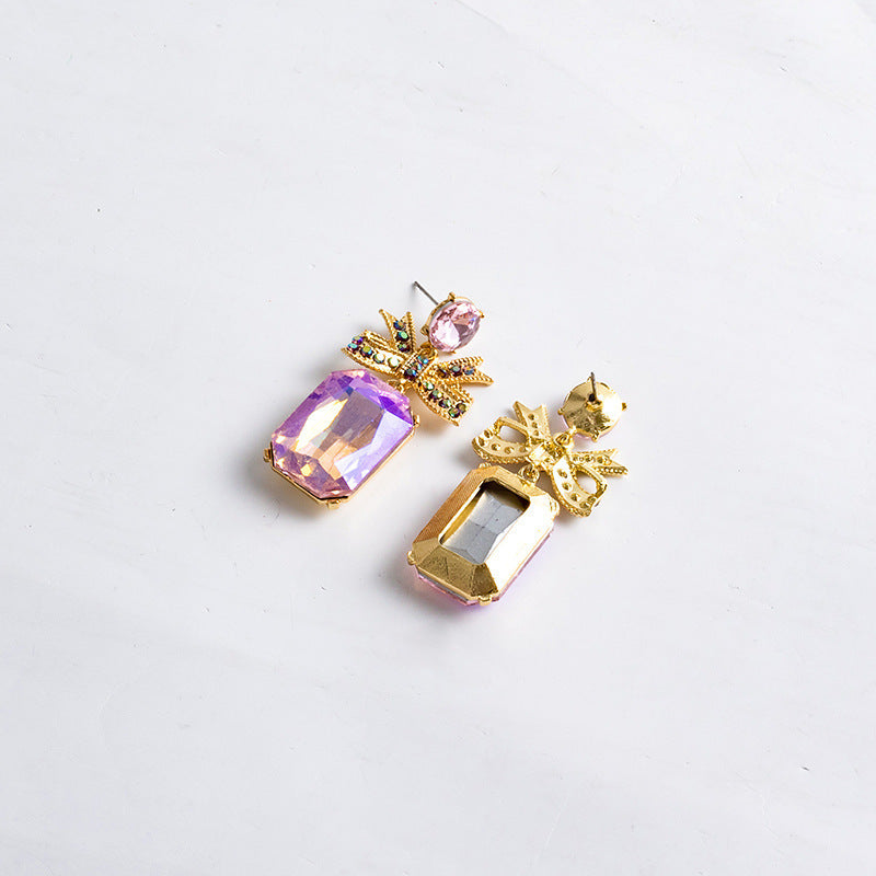 Women's Crystal Bow Simple Temperamental Rhinestone High-grade Earrings