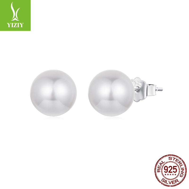 Women's Sier Simple Classic Shell Pearl Ear Earrings