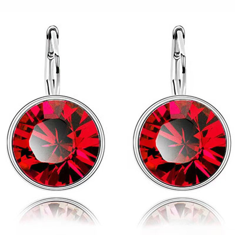 Women's Copper Round Rhinestone Simple Jewelry Earrings