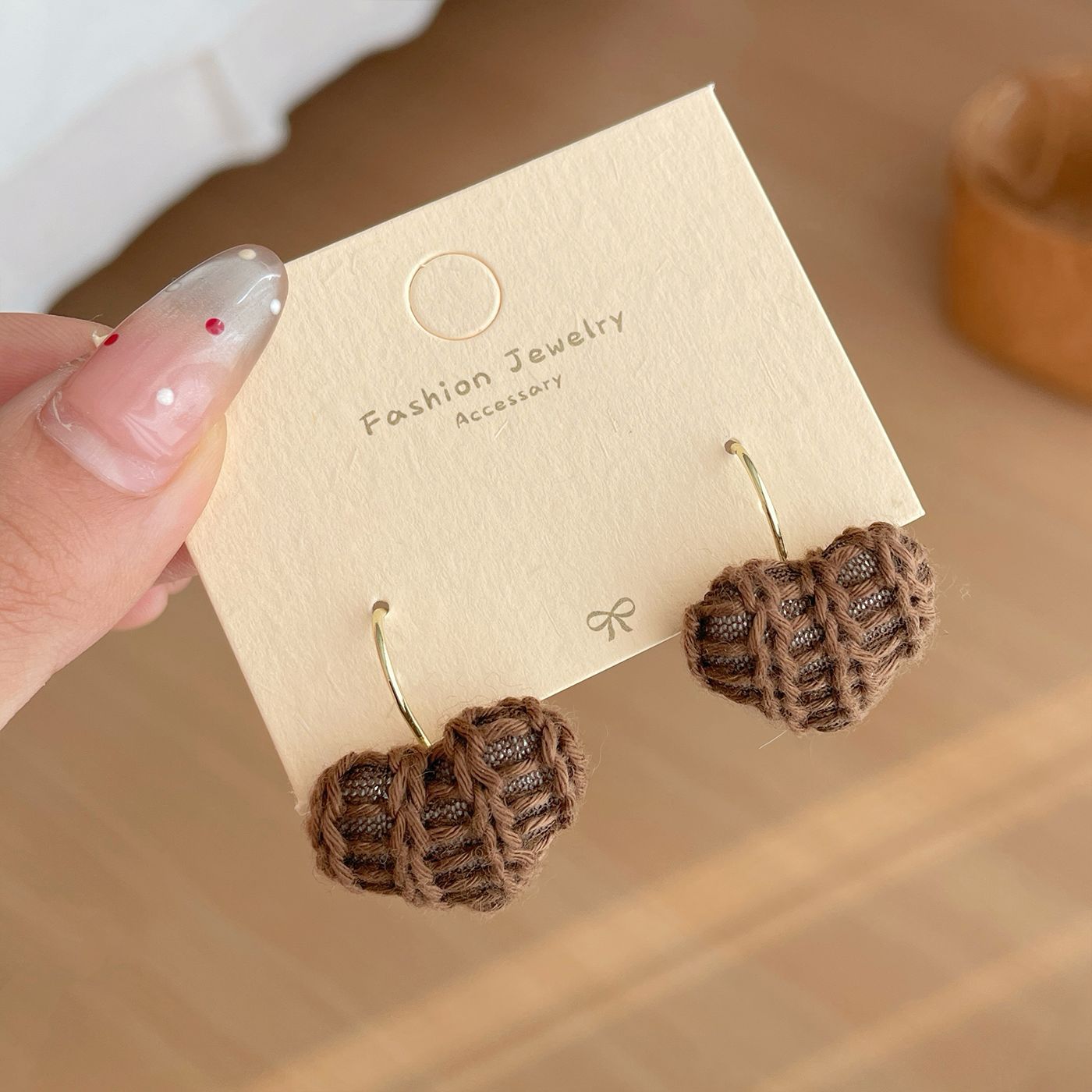 Women's Classic Style Love Fabric For Gentle Design Woven Earrings