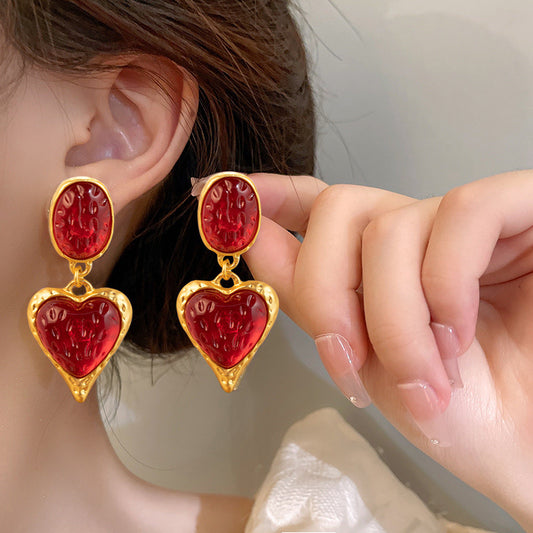 Oval Love Heart Chinese Style Fashionable Sweet Cool Earrings