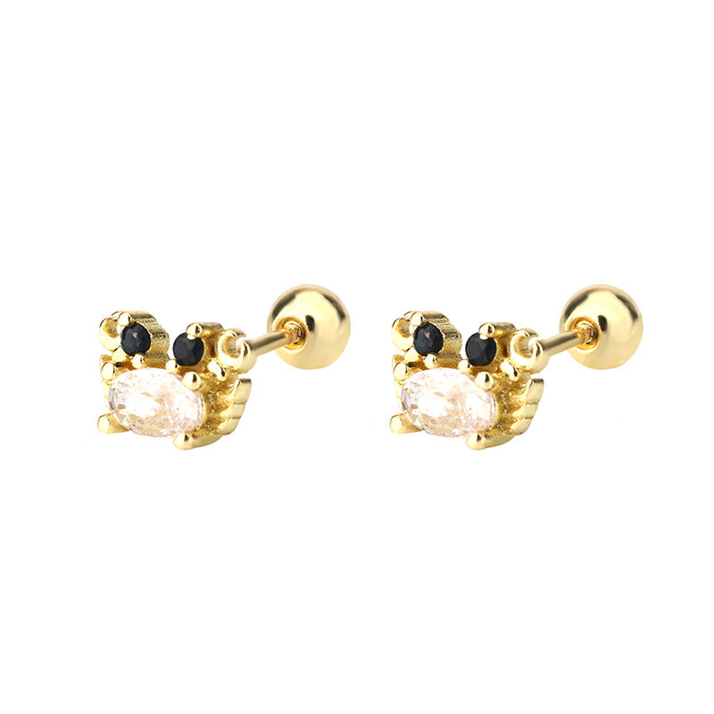 Crab Diamond Screw Tightening Buckle Ear Earrings