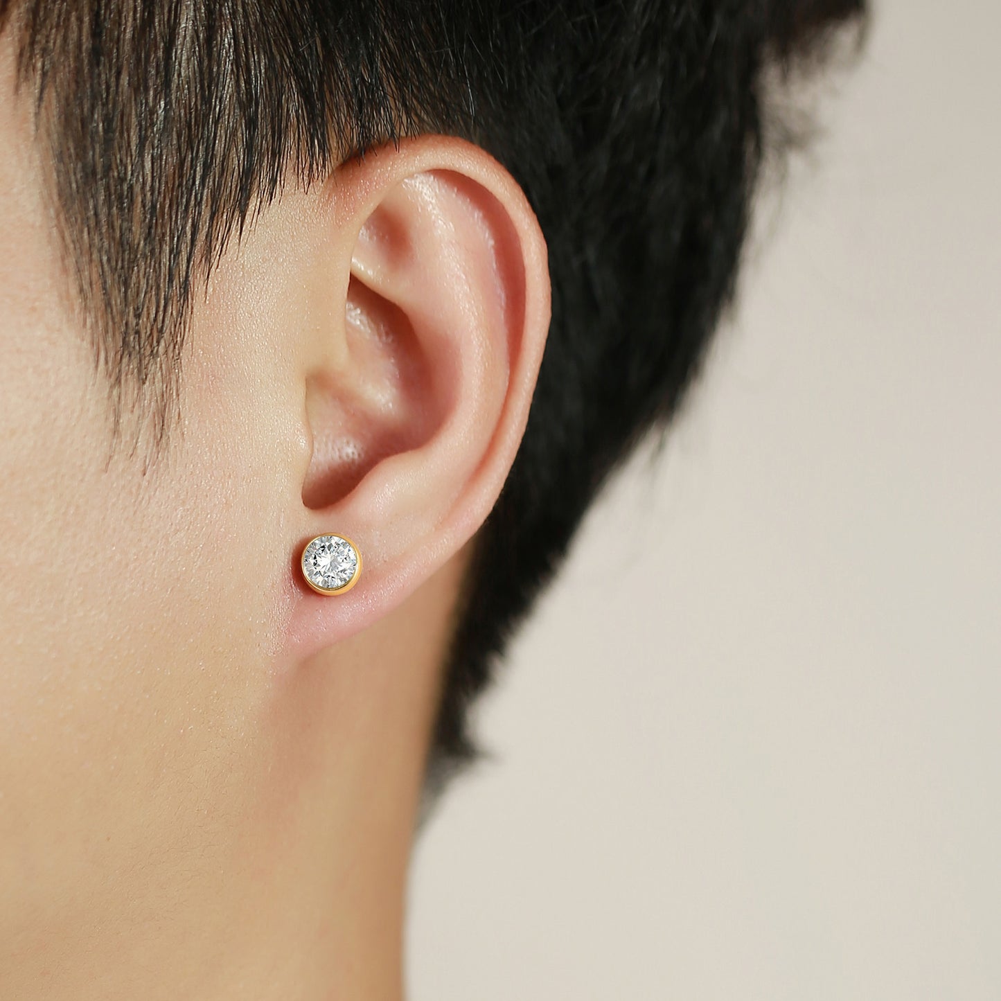 Men's Steel White Zircon Black Small Ear Earrings