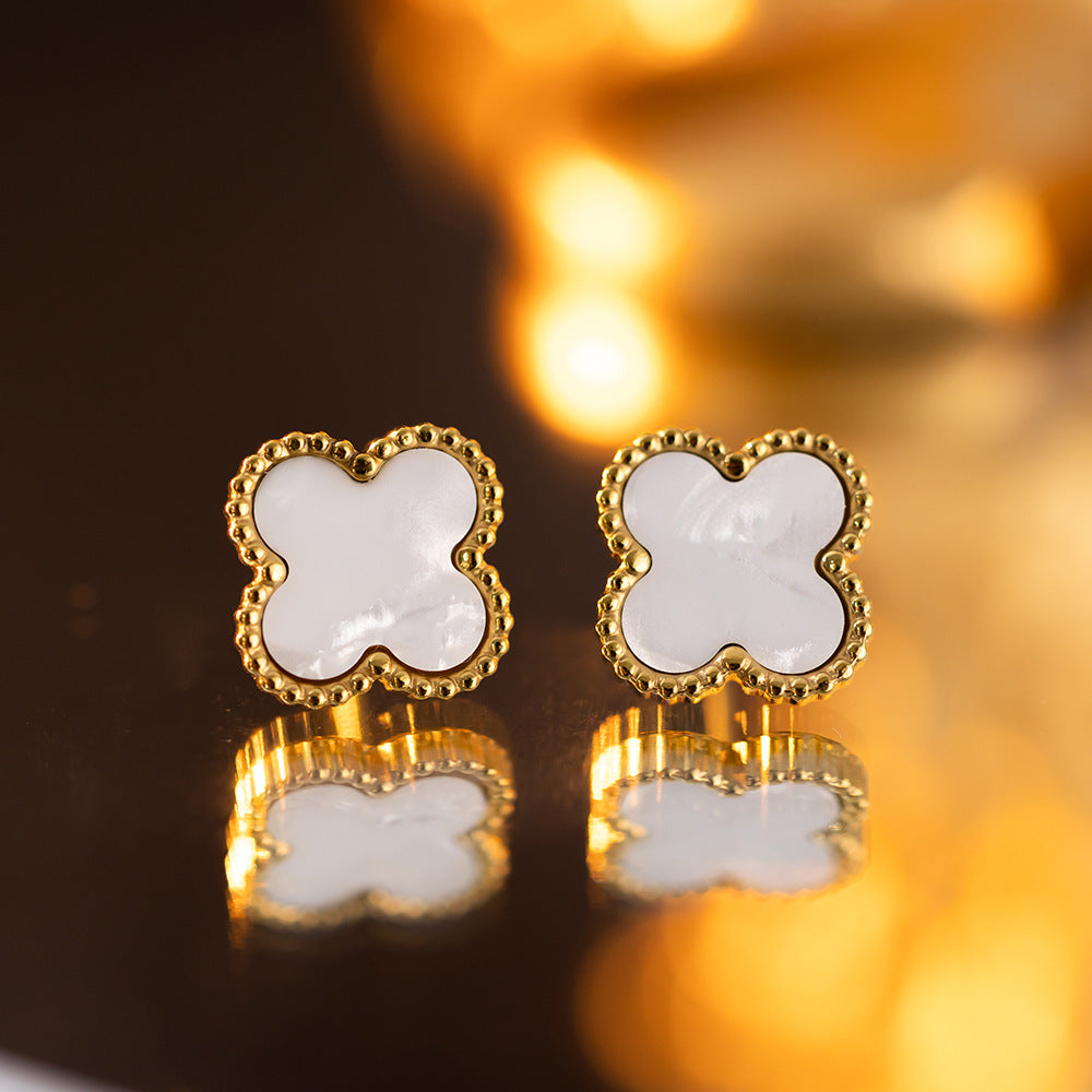 Women's Temperament Four Leaf Clover Ear Niche Earrings