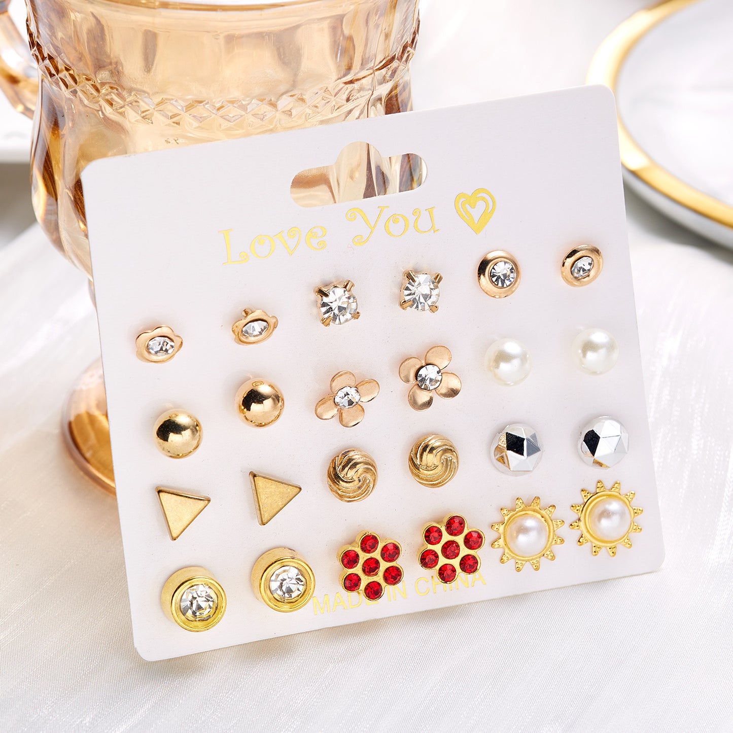 December Combination Paper Card Ear Flower Earrings