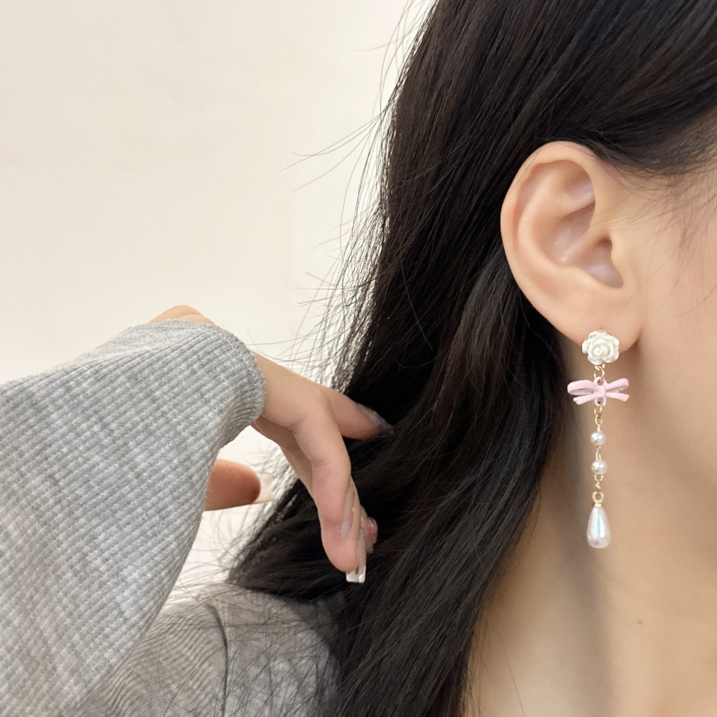 Long Tassel Flower Pearl Female Trendy Earrings