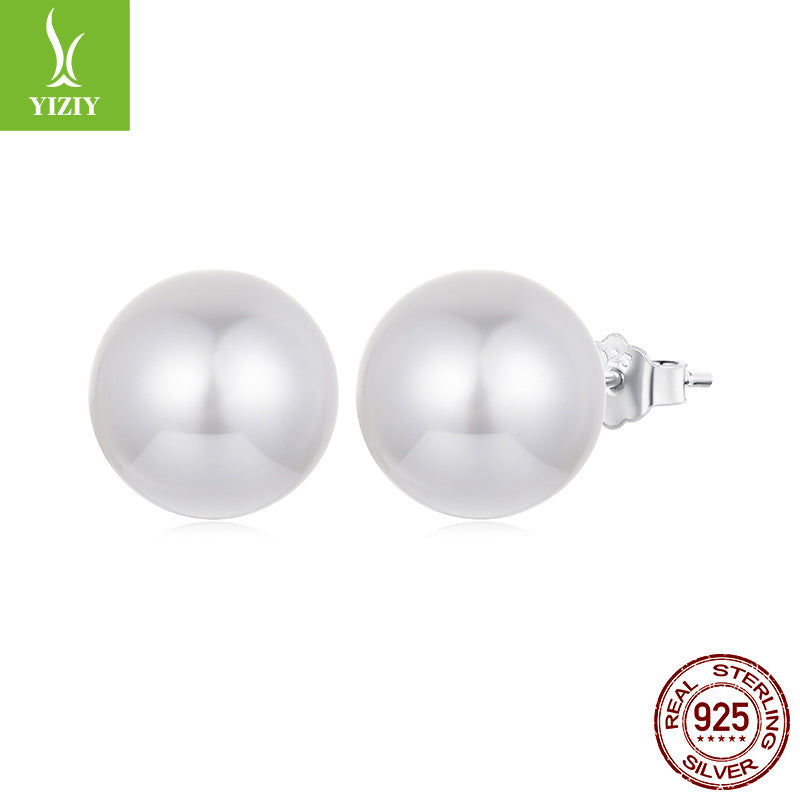 Women's Sier Simple Classic Shell Pearl Ear Earrings