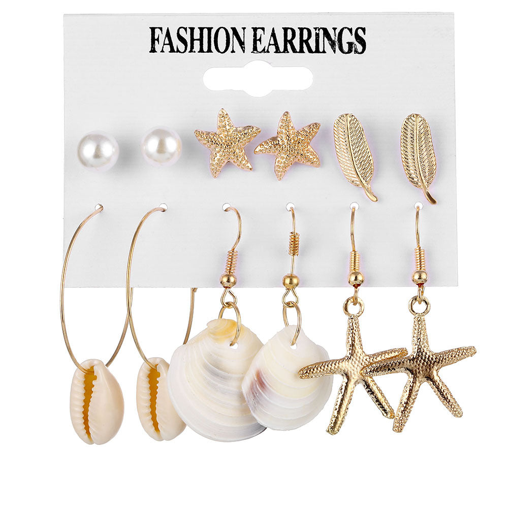 Gold Sier Shell Natural Scallop Suit Creative Earings Earrings