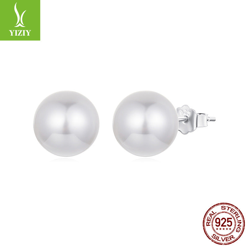 Women's Sier Simple Classic Shell Pearl Ear Earrings