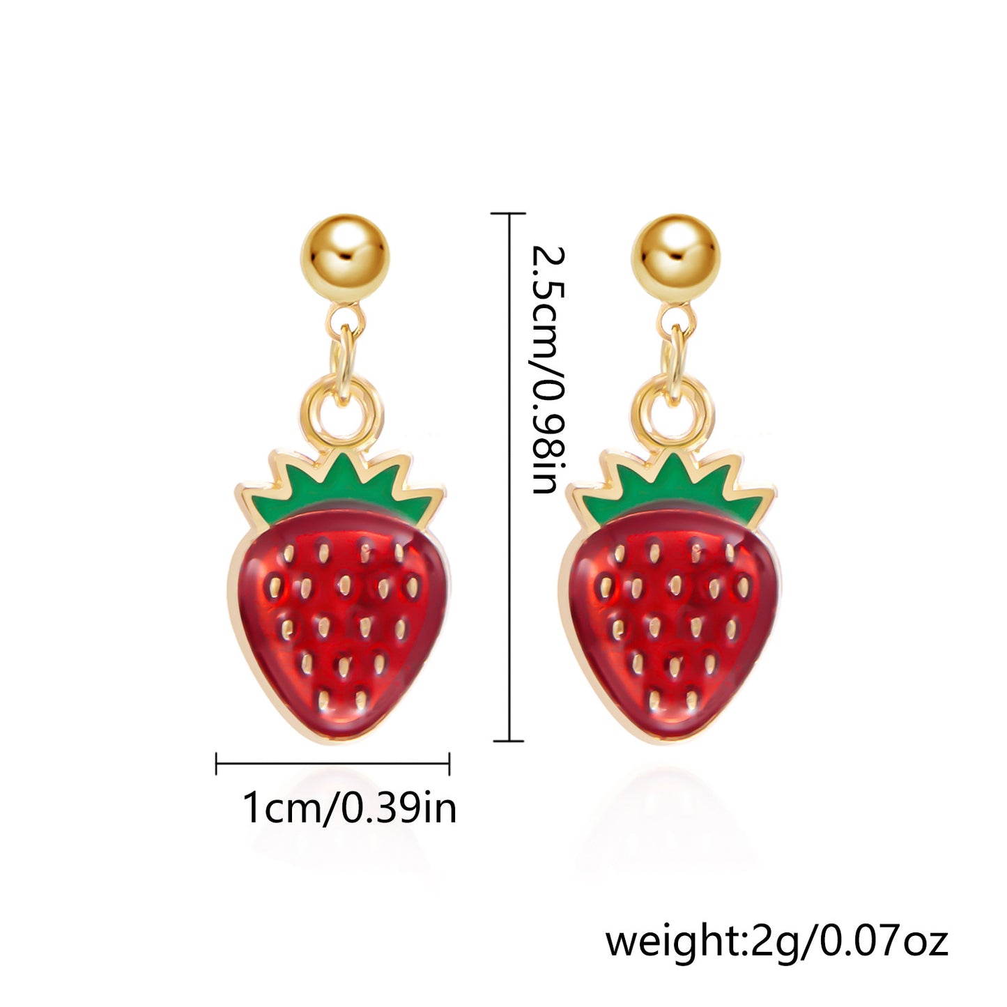 Sweet Style Cute Strawberry Ear Diamond Earrings