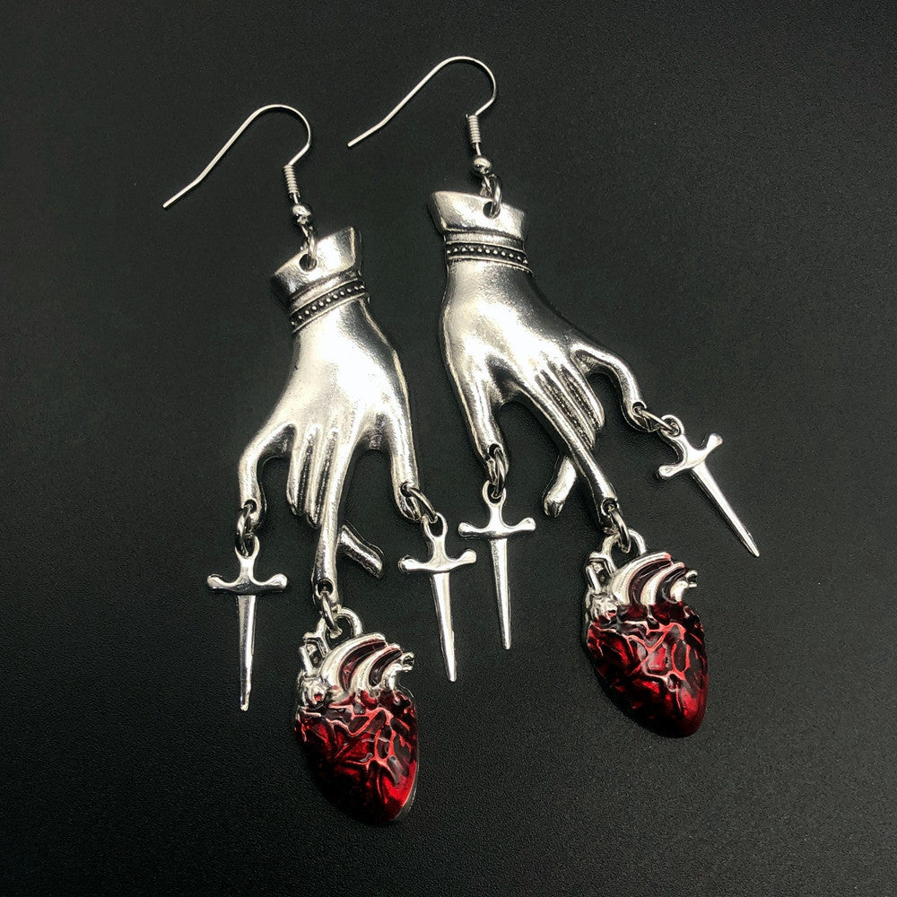 Vintage Water Drop Ruby Hand Fashion Earrings