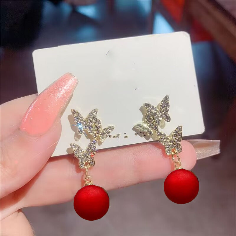 Women's Long Sier Needle Tassel Face Slimming Earrings