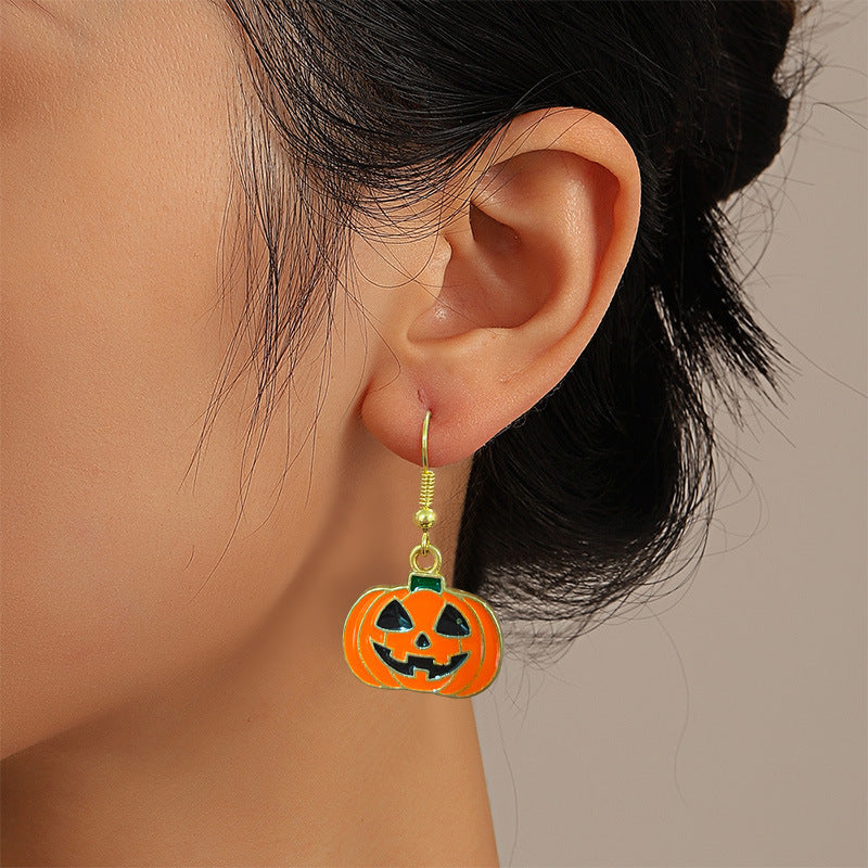 Niche Personality Creative Skull Ghost Pumpkin Earrings