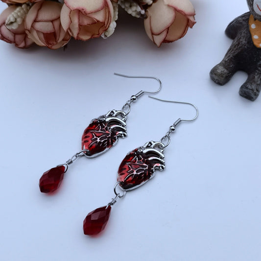 Vintage Water Drop Ruby Hand Fashion Earrings