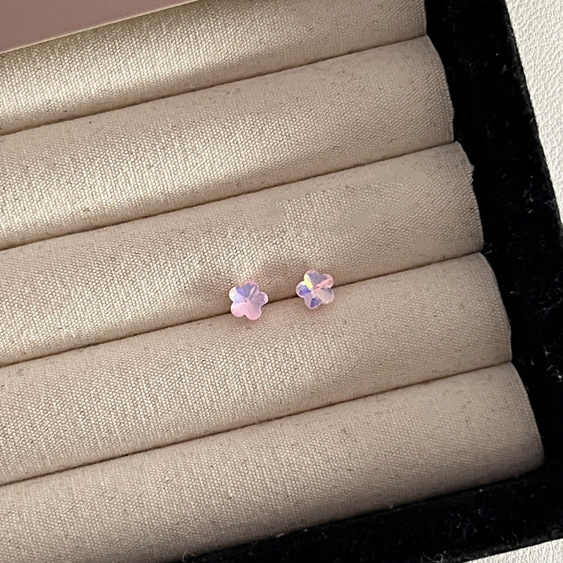 Pink Zircon Ear Female Niche High-grade Earrings