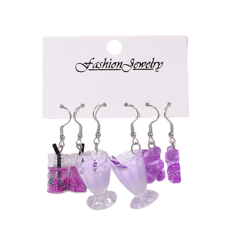 Creative Resin Suit Pairs Of Combination Earrings