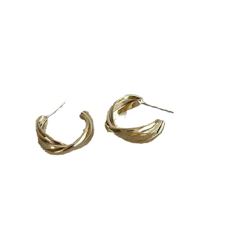 Gold Electroplated Sier Needle Shaped Simple Niche Personalized Cold Earrings