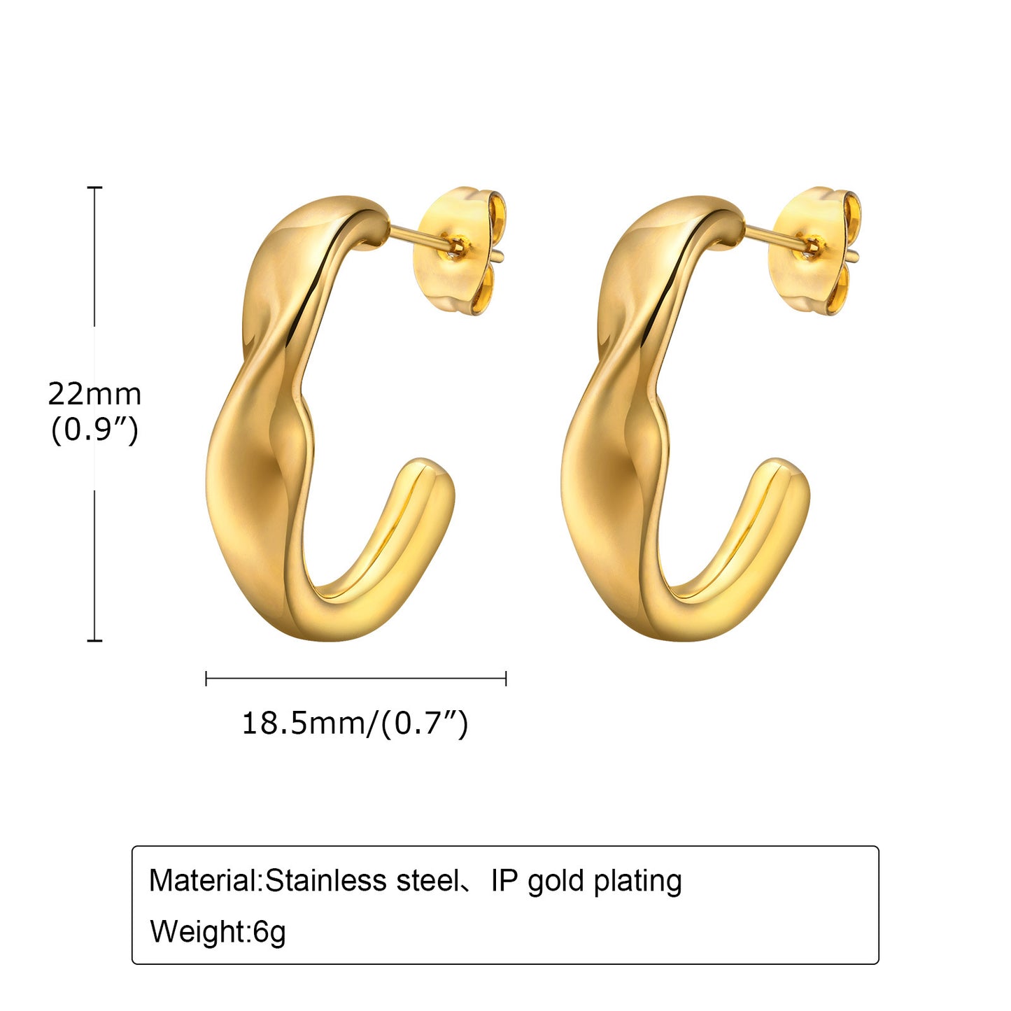 Steel Ear U-shaped Hollow Embossed Irregular Earrings