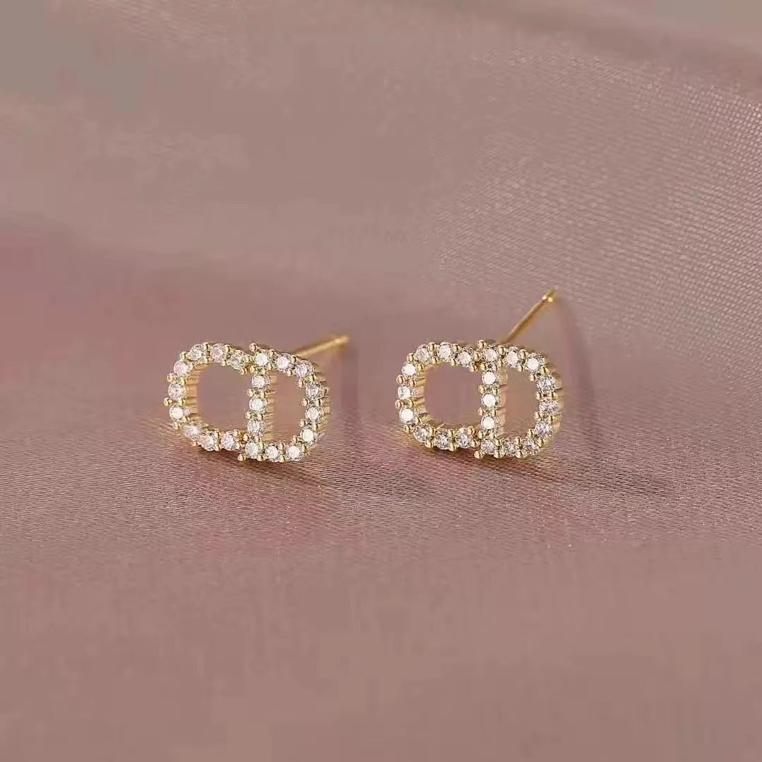 Women's Alphabet Letter Diamond Light Luxury Ear Earrings