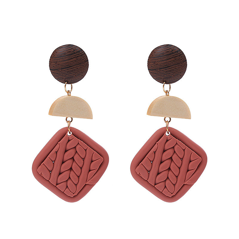 Contrast Color Polymer Clay Creative Artistic Earrings