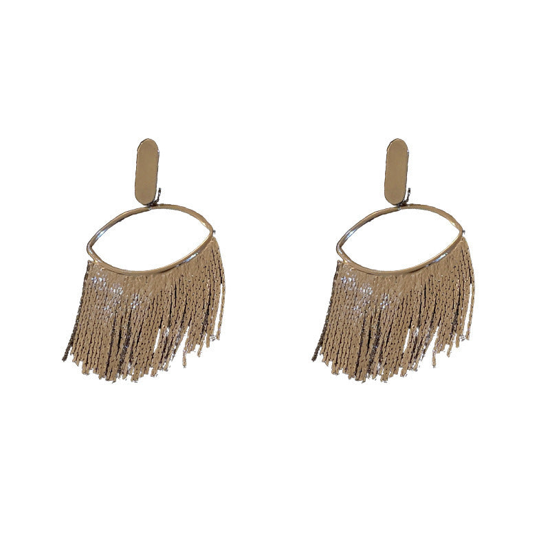 Sier Needle Cold Style Metal Tassel Earrings