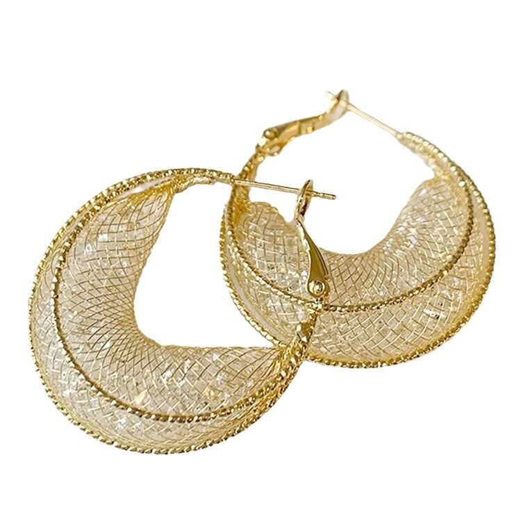 Luxury Rhinestone Fine Mesh Female Niche Earrings