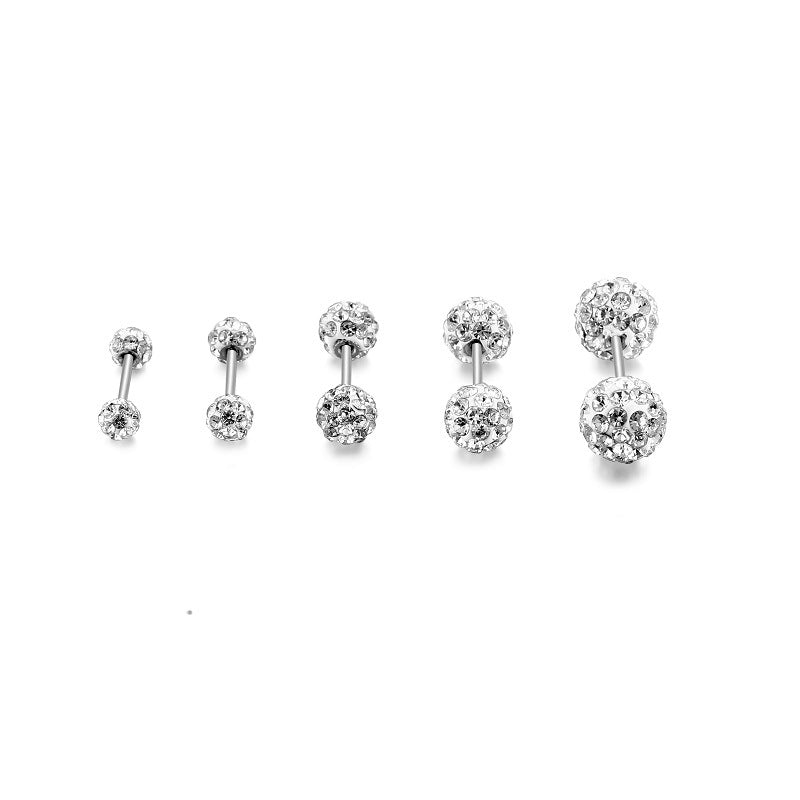 Sier Piercing Jewelry Korean Fashion Rhinestone Earrings