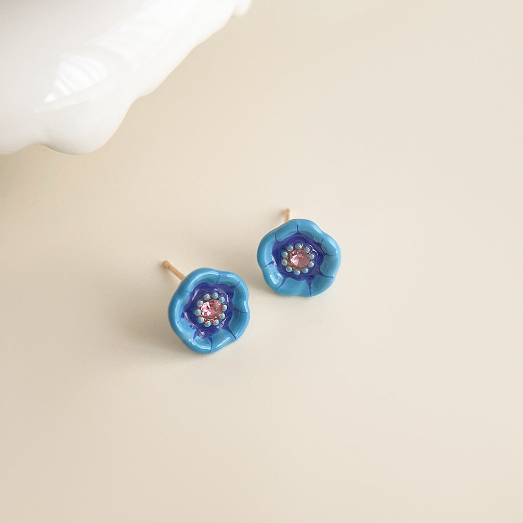 Women's Enamel Glaze Flowers Fresh Sweet Design Sense Earrings