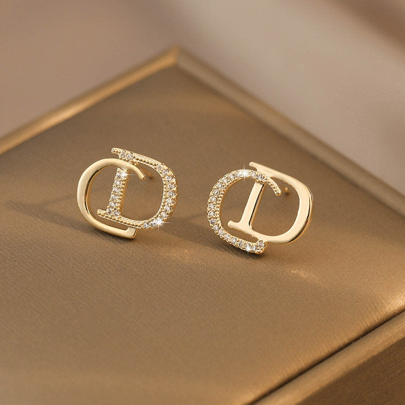 Women's Alphabet Letter Diamond Light Luxury Ear Earrings