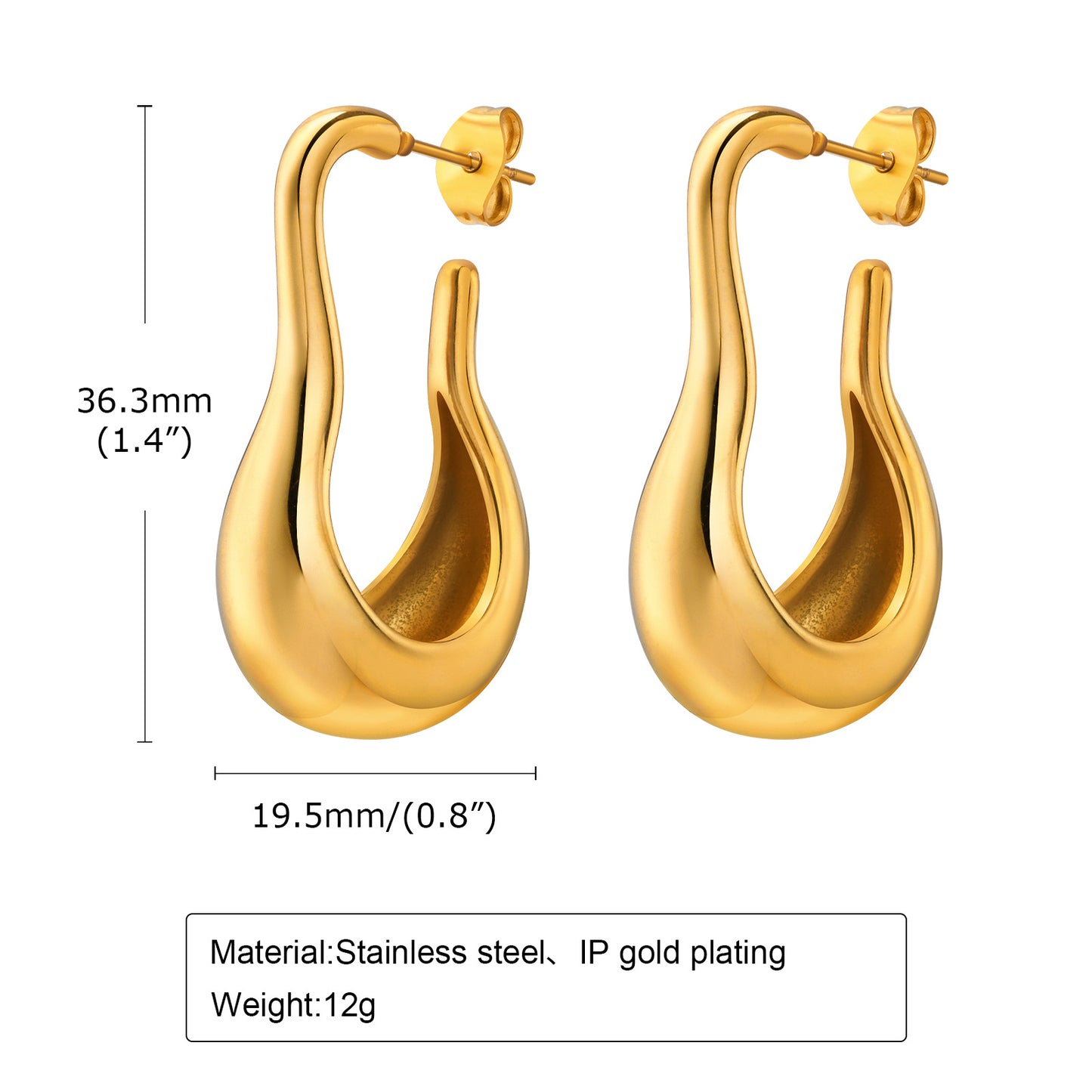 Steel Ear U-shaped Hollow Embossed Irregular Earrings