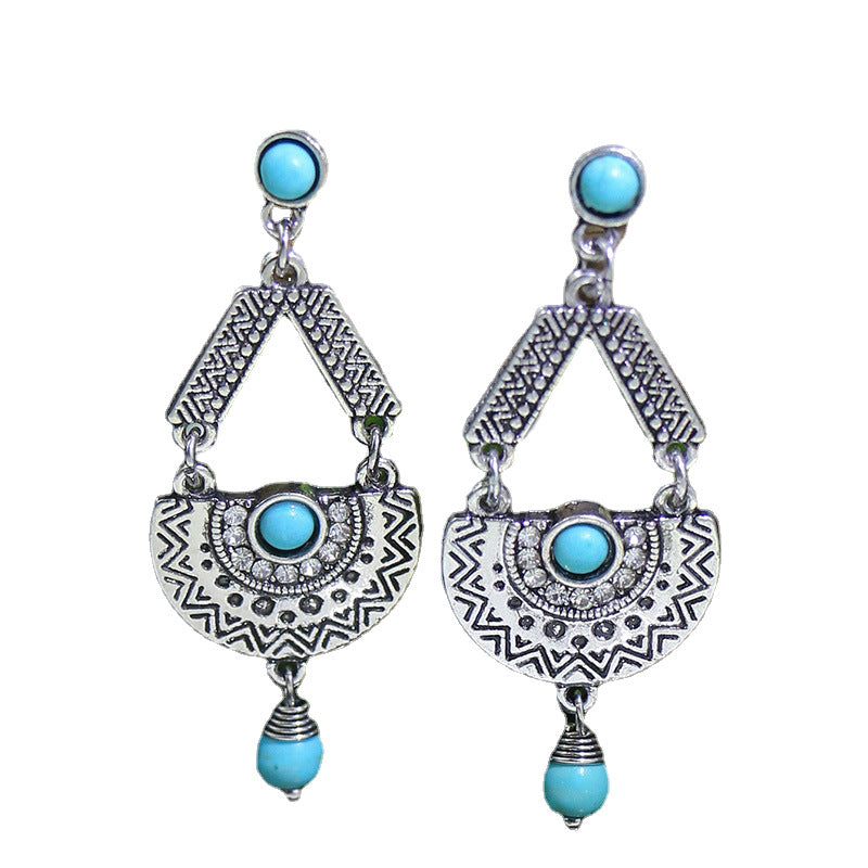 Women's Turquoise Inlaid Elegant Graceful Personality For Earrings