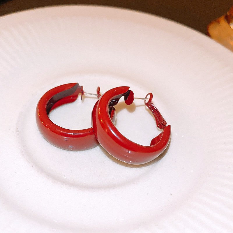 Red Dripping Oil Love Heart Minority Fashion Temperament Earrings