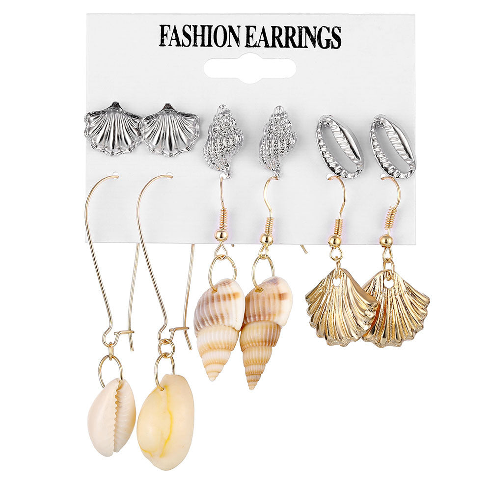 Gold Sier Shell Natural Scallop Suit Creative Earings Earrings