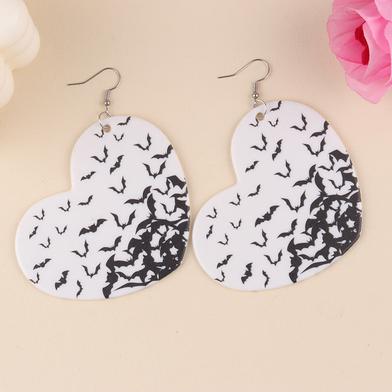 Personalized Halloween Bat Spider Web Acrylic Earrings